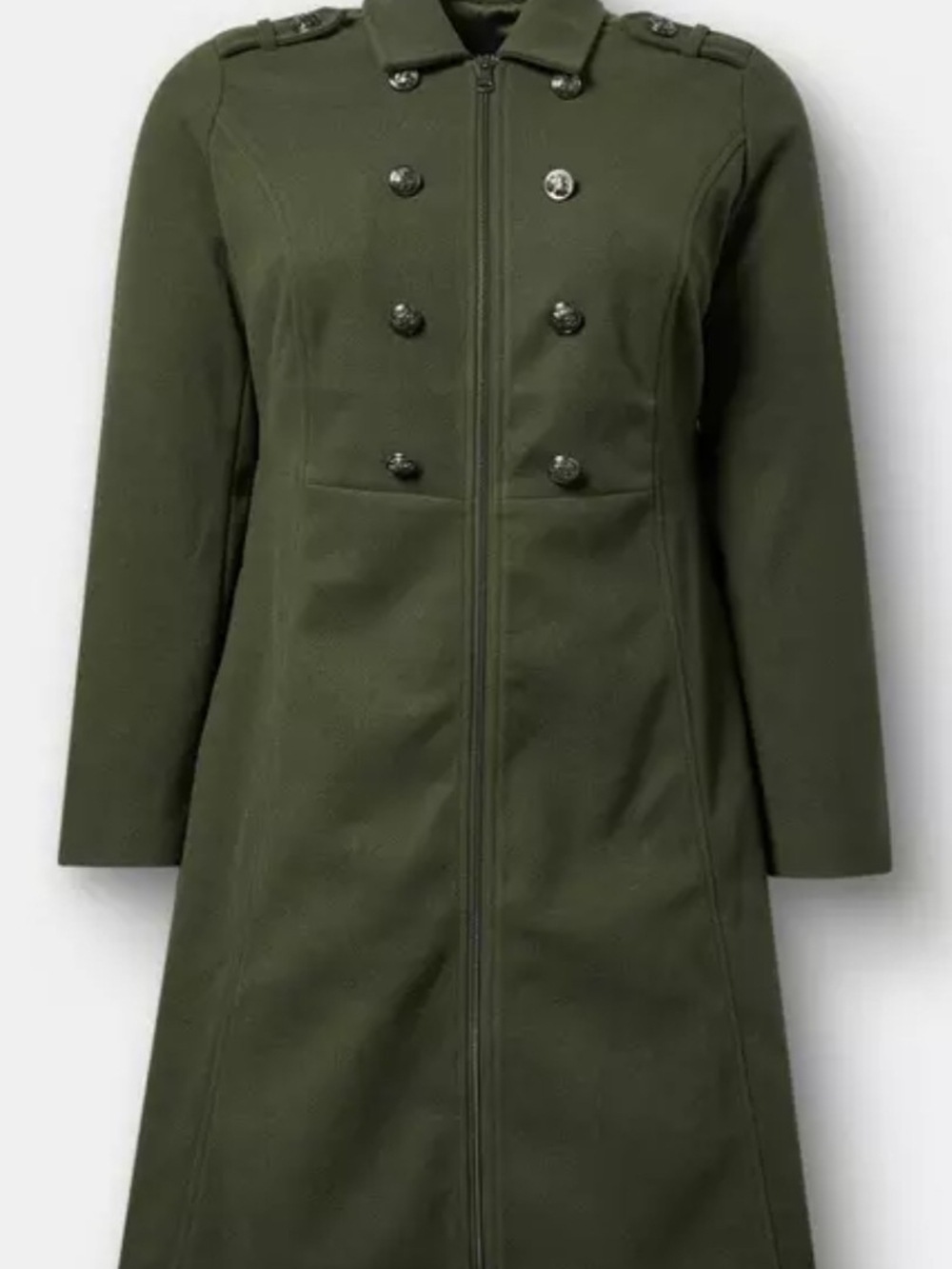 TORRID Womens Double-Breasted Military Coat - Olive